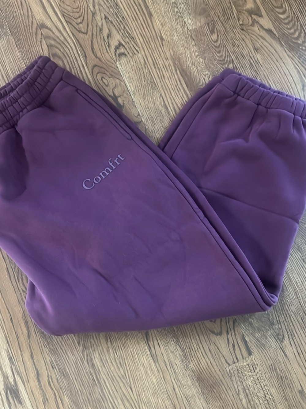 Purple Jogger Sweatpants with 'Comfort' Embroidery